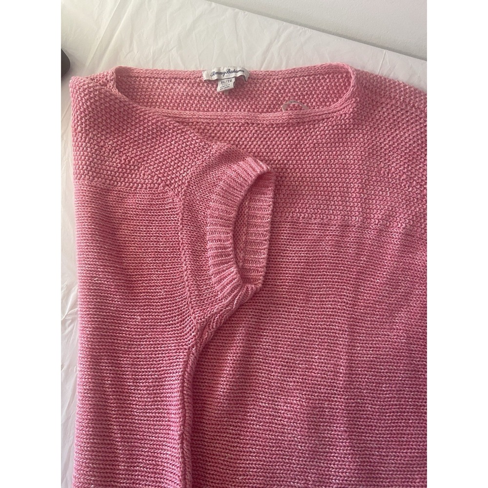 Women's Tommy Bahama Linen Blend Pink Cap Sleeve Medium Weight Sweater-Size XL